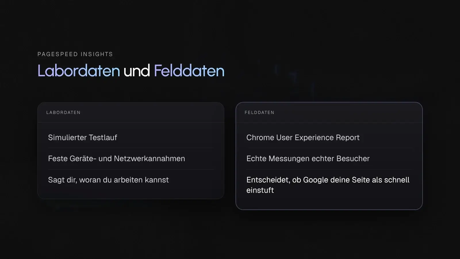 Vergleich von Labordaten und Felddaten in PageSpeed Insights