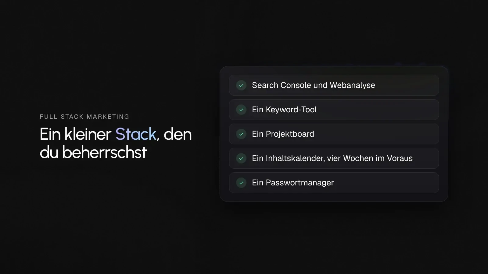 Fünf Werkzeuge für einen kleinen Tool-Stack im Full Stack Marketing