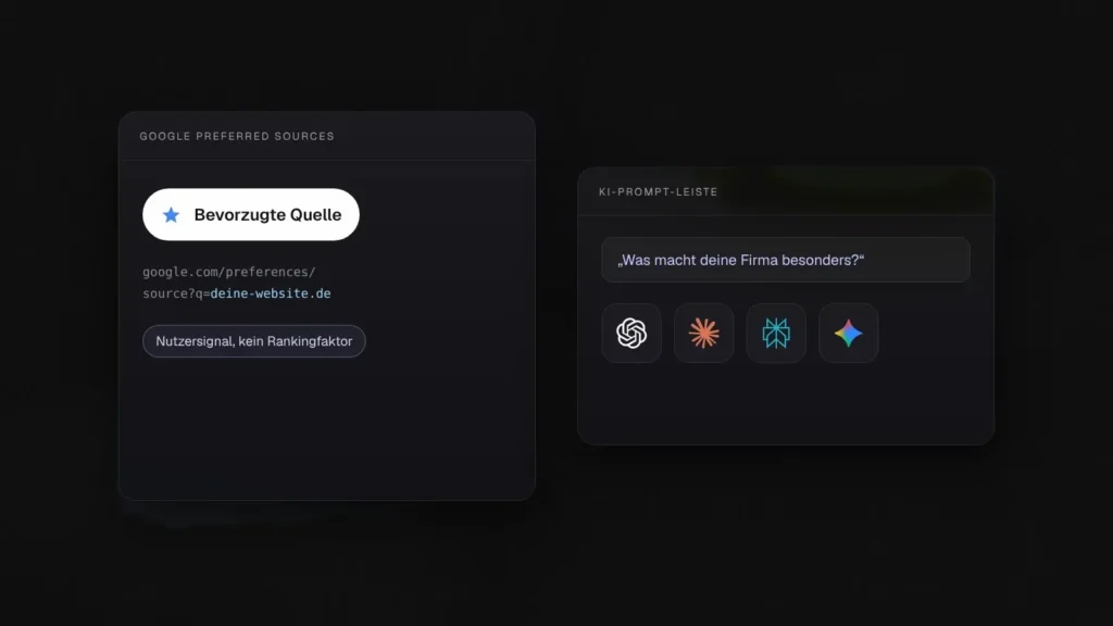 Grafik zu Google Preferred Sources und KI-Buttons