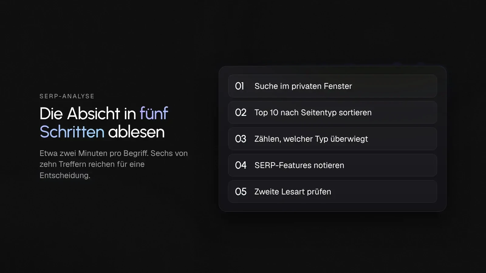 Fünf Schritte, um die Suchintention aus den Suchergebnissen abzulesen